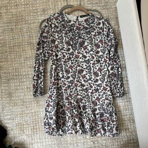 Zara Cotton Long Sleeve Dress with Red and blue Floral Design